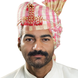 Kalangi Sarpech with Silver Stones - Magenta & Golden Groom's Wedding Accessories